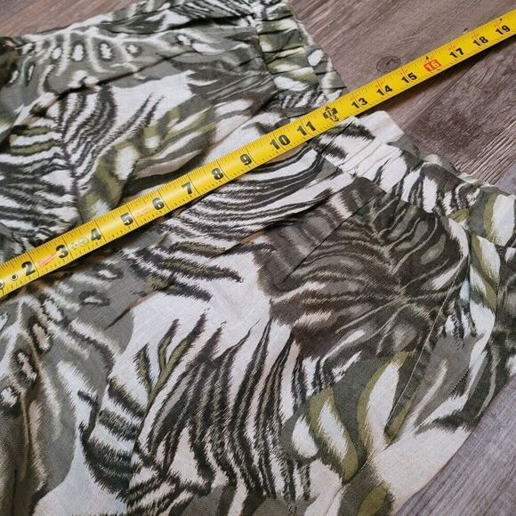 TAHARI Floral Cropped Wide-Leg Linen Pull On Pants Women’s Size Medium Pockets - Picture 8 of 8